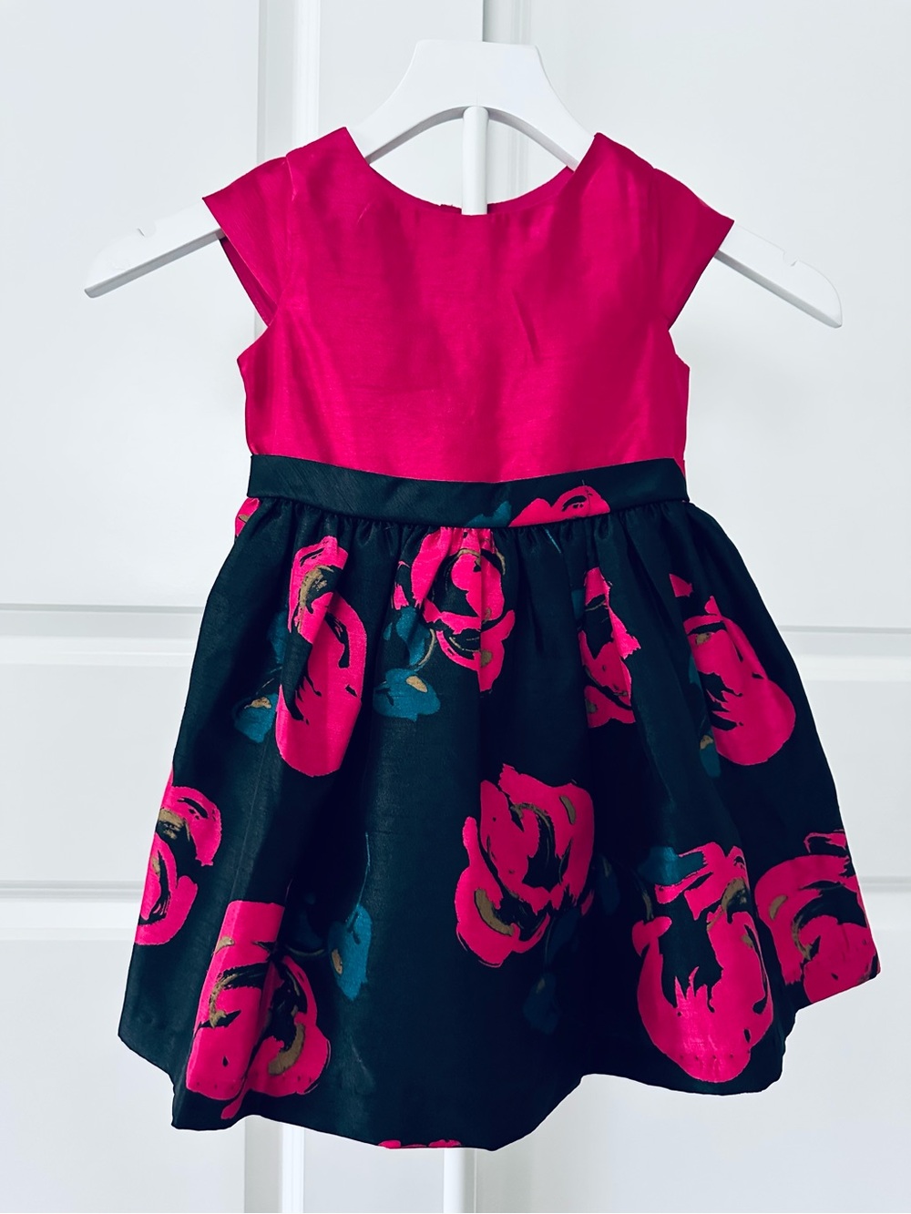 Girls' Dressed Up By Gymboree Fuchsia & Black Floral Party Dress Size 2T